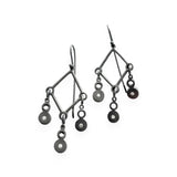 Custom Chandelier Lab-Grown Diamond Earrings in Oxidized Silver