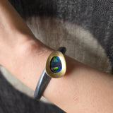 Klimt Opal Cuff in Oxidized Silver and 18k Gold