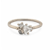 Raw Diamond Contrast Cluster Ring in 18k White Gold