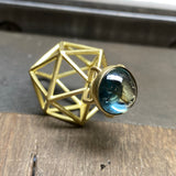 Phase Pendant in 18k Yellow Gold with Sapphire Cabachon