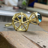 Phase Pendant in 18k Yellow Gold with Sapphire Cabachon