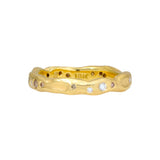 Organic Texture Wave Ring in 18k Yellow Gold with White and Cognac Diamonds