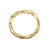 Organic Texture Wave Ring in 18k Yellow Gold with White and Cognac Diamonds