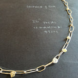 Custom Abacus Chain in Oxidized Silver and Industrial Diamonds Beads