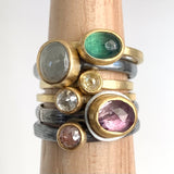 Lilac Purple Faceted Spinel Ring in 22k Yellow Gold and Oxidized Silver