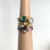 Lilac Purple Faceted Spinel Ring in 22k Yellow Gold and Oxidized Silver