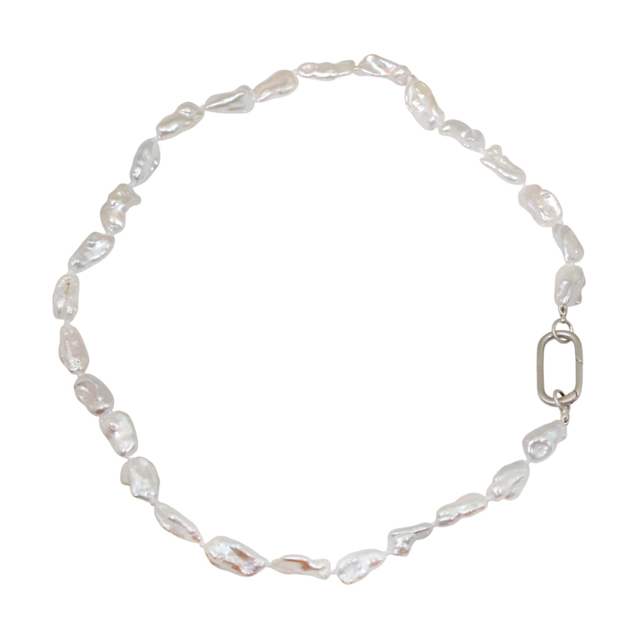 Keshi Pearl Necklace with Large Charm Clasp in Silver – Shibumi