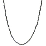 Matte Hematite Bead Necklace with Green Thread and Oxidized Silver Clasp - 33"