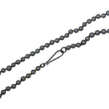 Matte Hematite Bead Necklace with Green Thread and Oxidized Silver Clasp - 33"