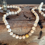 Lace Agate  Necklace with Sand-Textured 18k Beads