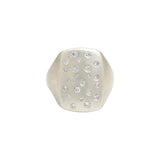 Box Ring in Silver with White Diamonds