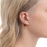 Mini Spear Earring in 10k Yellow Gold with Amber & Pearl