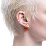 Medium SPEAR Door Knocker Earring in 10k Yellow Gold with Carnelian
