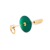 Medium SPEAR Door Knocker Earring in 10k Yellow Gold with Green Agate
