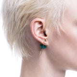 Medium SPEAR Door Knocker Earring in 10k Yellow Gold with Green Agate