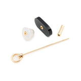 Large SPEAR Door Knocker Earring in 10k Yellow Gold with Blue Tiger's Eye & White Chalcedony