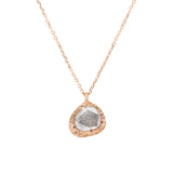 Organic Diamond Slice Pendant in Sand-Textured 14k Rose Gold