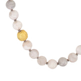 Lace Agate  Necklace with Sand-Textured 18k Beads