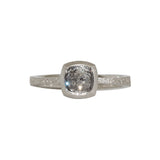 Rounded Square Diamond Solitaire Ring in Sand-Textured Platinum
