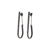Drop Hoop Earrings in Sand-Textured Oxidized Silver
