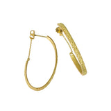 Slim Oval Hoop Earrings in Sand-Textured 18k Yellow Gold