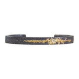 Wide Fog Cuff Bracelet in Sand-Textured Oxidized Silver with 18k Yellow Gold & Diamond