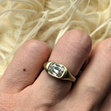Custom Old Mine Cut Cushion in 18k Yellow Gold Ring