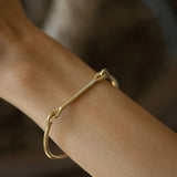 Needle Eye Cuff with Scattered Diamonds in 18k Yellow Gold
