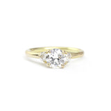 Three Stone Ring with Transitional Diamond in 18k Gold