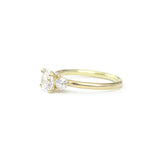 Three Stone Ring with Transitional Diamond in 18k Gold