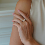 Three Stone Ring with Transitional Diamond in 18k Gold