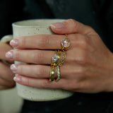 Three Stone Ring with Transitional Diamond in 18k Gold