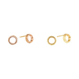 Small Open Sand Circle Post Earrings in 18k Yellow Gold