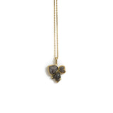 Diamond & Steel Cluster Pendant in 18k Yellow Gold