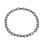 Heavy Chain Necklace in Grey Steel and 18k Yellow Gold