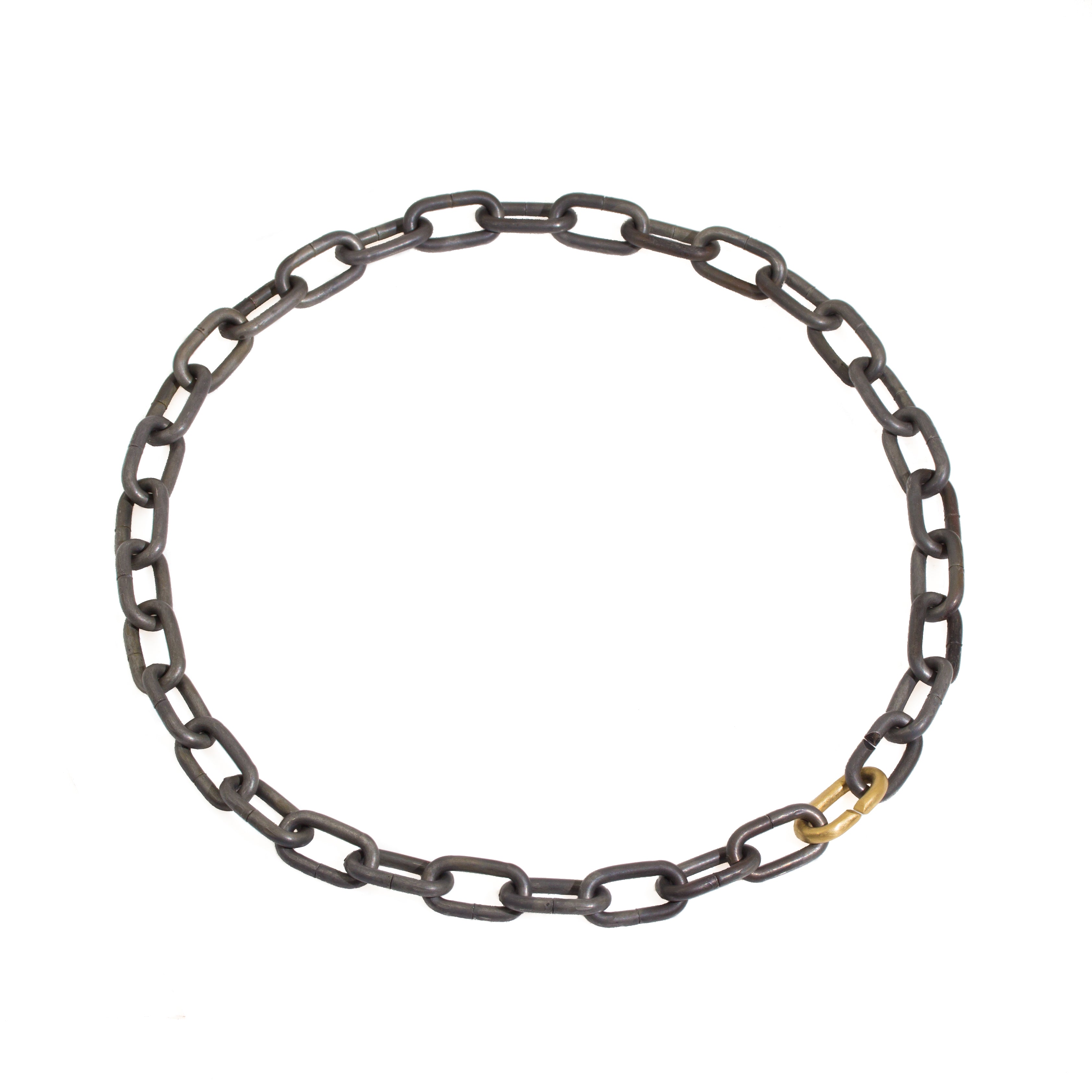 Heavy Chain Necklace in Grey Steel and 18k Yellow Gold