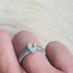 Scooped Prong Set Antique Cut Cushion Diamond in Platinum