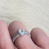 Scooped Prong Set Antique Cut Cushion Diamond in Platinum
