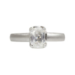Scooped Prong Set Antique Cut Cushion Diamond in Platinum