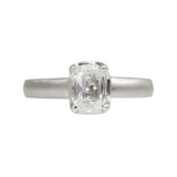 Scooped Prong Set Antique Cut Cushion Diamond in Platinum