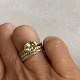 Raised Cup Oval Diamond Ring in 18k Palladium White Gold and Yellow Gold
