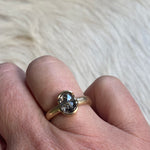 Oval Half Bezel Rosecut Salt and Pepper Diamond Ring in 18k Rose Yellow Gold
