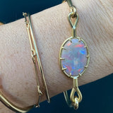 Needle Eye Cuff in 18k Gold with Oval Opal