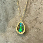 Opal Pendant in Sand-Textured 18k Yellow Gold