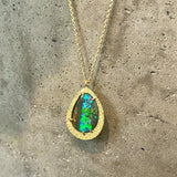 Opal Pendant in Sand-Textured 18k Yellow Gold