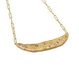 Custom Bar Necklace in 18k Gold with White and Cognac Diamonds