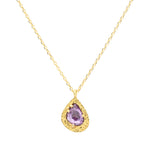 Teardrop Purple Sapphire Pendant in Sand-Textured 18k Yellow Gold
