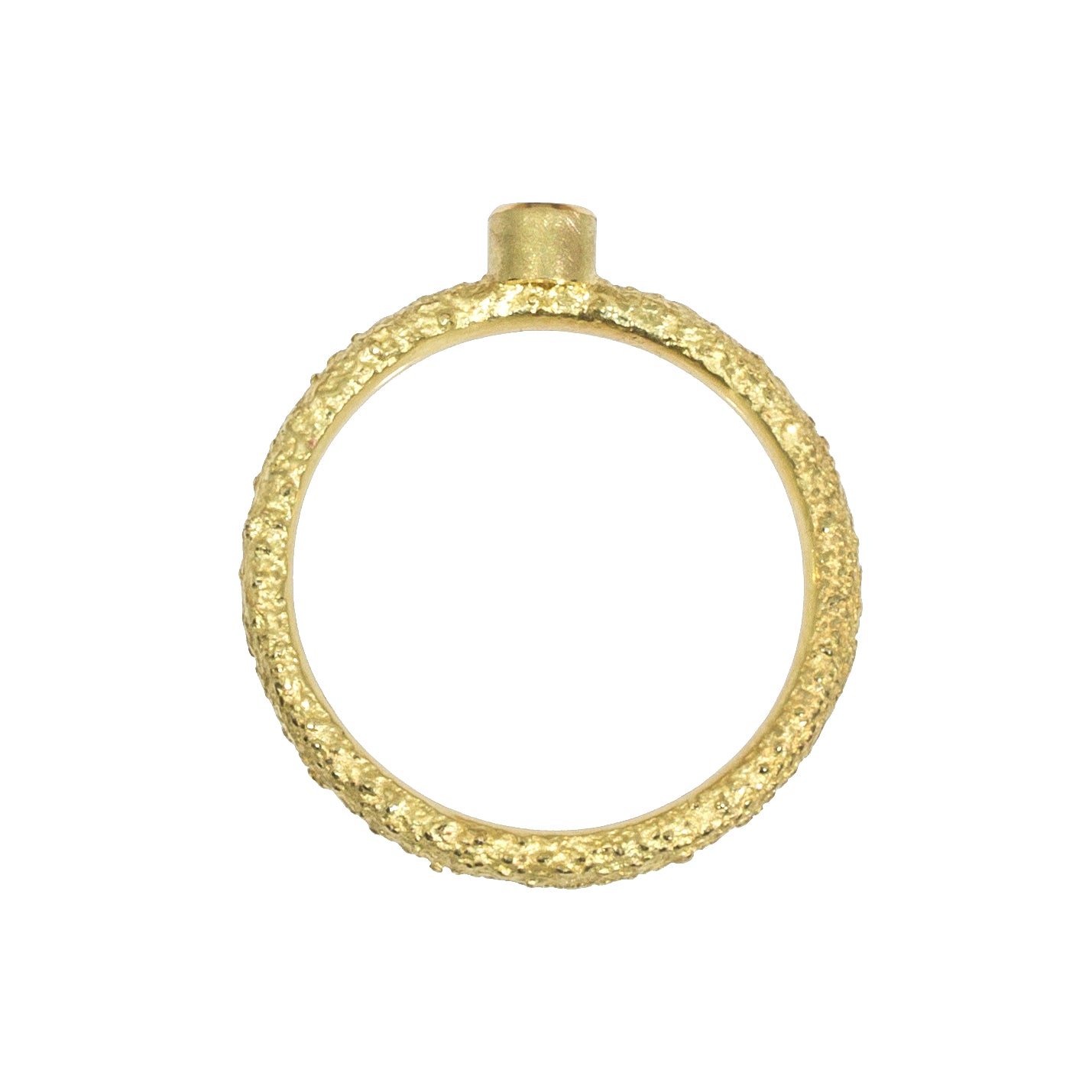 Brilliant Diamond Stacking Ring in Sand-Textured 18k Yellow Gold