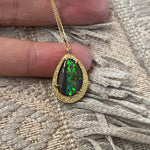Opal Pendant in Sand-Textured 18k Yellow Gold
