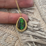 Opal Pendant in Sand-Textured 18k Yellow Gold